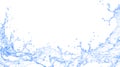 Blue water splash and Wave with bubbles drink on a white background. mineral water, clean water, purified water, refreshing, cool Royalty Free Stock Photo