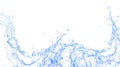 Blue water splash and Wave with bubbles drink on a white background. relaxation, mineral water, clean, purified, refreshing water