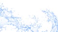 Blue water splash and Wave with bubbles drink on white background. Splashing water on a white background, natural water, purified Royalty Free Stock Photo