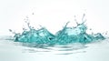 Blue water splash on white background. Liquid drips scattered. Generated AI. Royalty Free Stock Photo
