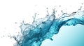 Blue water splash on white background. Liquid drips scattered. Generated AI. Royalty Free Stock Photo