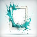 Blue water splash with white frame for your text. Vector illustration. Royalty Free Stock Photo