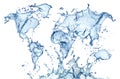 Blue water splash (world map) isolated Royalty Free Stock Photo