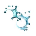 Blue water splashing drops; isolated vector