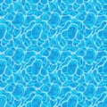 Blue water surface background. Pool tile. Light ripple texture. Vector seamless pattern. Royalty Free Stock Photo