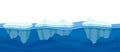 Blue Water Surface with Floating Ice Glacier Vector Illustration