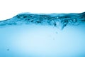 Blue water surface with ripple and bubble transparent on white background Royalty Free Stock Photo