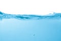 Blue water surface with ripple and bubble transparent on white background Royalty Free Stock Photo