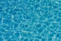 Blue Water In Swimming Pool Background. Ripple Water In Swimming Pool With Sun Reflection. Blue Swimming Pool Rippled Water Detail