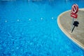 Blue water in the swimming pool, safety buoys Royalty Free Stock Photo