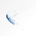 Blue water vector splash on transparent background. blue realistic aqua spray with drops. 3d illustration Royalty Free Stock Photo