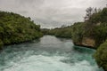 Blue water of Waikato river after flowing down Huka Falls Royalty Free Stock Photo