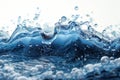 Blue water wave background with bubbles and splash, isolated on white background. water concept design for web banner, poster Royalty Free Stock Photo