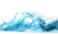 Blue water wave with dynamic motion and splashes on white background., ai generative Royalty Free Stock Photo