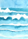 Blue water wave element watercolor background.
