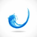 Blue water wave logo. Abstract colorful ink splash. Eco fluid stream template. Vector aqua grunge design Royalty Free Stock Photo