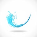 Blue water wave logo. Abstract colorful ink splash. Eco fluid stream template. Vector aqua grunge design Royalty Free Stock Photo