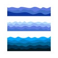 Blue water waves set. Blue gradient water decorative element, part of modern trendy natural background. World Water Day