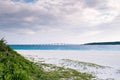 Blue water, white sand and Kurima bridge at Maehama Beach, Miyako, Okinawa