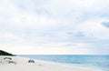 Blue water and white sand at Maehama Beach, Miyako, Okinawa