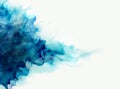 Blue watercolor big blot spread to the light background. Abstract composition for the elegant design. Royalty Free Stock Photo