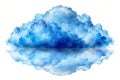 Blue watercolor cloud with reflection on white background. Vector illustration. Created with Generative AI Royalty Free Stock Photo