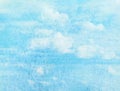 Blue watercolor cloud and sky. Royalty Free Stock Photo