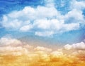 Blue watercolor cloud and sky. Spring, summer Royalty Free Stock Photo