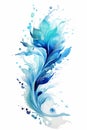 blue watercolor flower with splashes on a white background Royalty Free Stock Photo