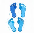 Blue Watercolor Footprints on White Background Royalty Free Stock Photo