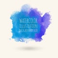 Blue watercolor hand drawn isolated vector wash spot on white. Royalty Free Stock Photo