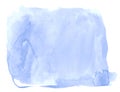 Blue watercolor hand-drawn isolated wash stain on white background for text, design. Abstract texture made by brush Royalty Free Stock Photo