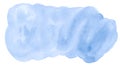 Blue watercolor hand-drawn isolated wash stain on white background for text, design. Abstract texture made by brush Royalty Free Stock Photo