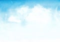 Blue watercolor sky with clouds background Abstract paint texture Royalty Free Stock Photo