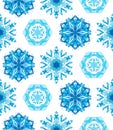 Blue watercolor snowflakes