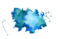 Blue watercolor splater stain texture background design Royalty Free Stock Photo
