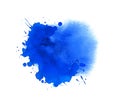 Blue watercolor stain. Pattern with aquarelle spray drops, splashes, brush strokes