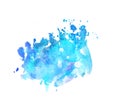 Blue watercolor stain shades paint stroke graphic abstract background color splash Royalty Free Stock Photo