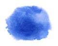 Blue watercolor stain with watercolour paint stroke, blots, wash edges