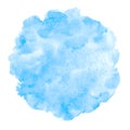 Blue watercolor texture, round shape with stains