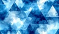 Blue Watercolor Triangles with Cloudy Texture and Starry Night Sky Effect Royalty Free Stock Photo