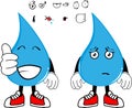 Blue Waterdrop cartoon expressions collection Royalty Free Stock Photo