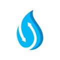 blue waterdrop combined with arrow logo vector icon