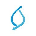 blue waterdrop combined with arrow logo vector icon