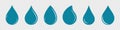 Blue Waterdrop Icon Set - Flat Vector Illustrations Isolated On Transparent Background