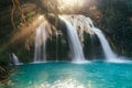 Blue waterfall in the mountains among the jungle Royalty Free Stock Photo