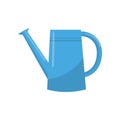 Blue watering can. Portable water container with long spout used for watering plants. Graphic design element for