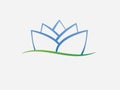 A blue waterlily flower logo on white background Royalty Free Stock Photo