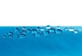 Blue waterproof fabric with waterdrops Royalty Free Stock Photo