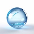 Blue Waters Glass Ball On White Surface - 8k 3d Smooth Curves Royalty Free Stock Photo